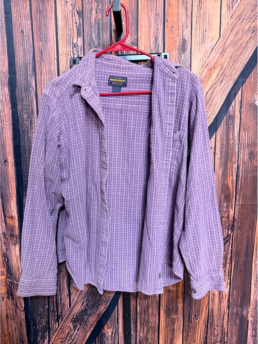 Woolrich Men's Long Sleeve Purple Plaid Shirt